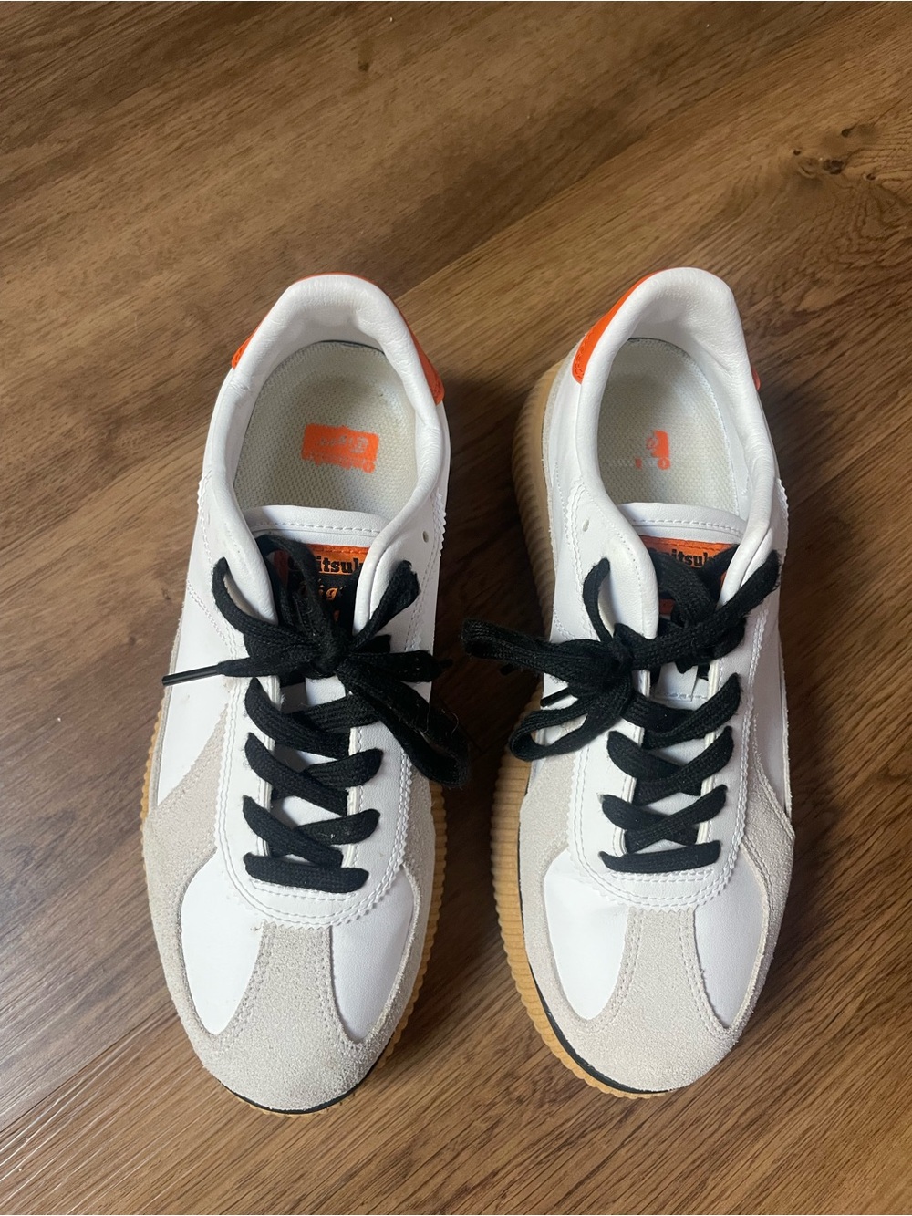 Onitsuka Tiger White & Orange Sneakers 7.5 (EU 40.5, 25.5 cm)